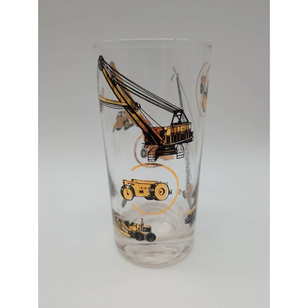 5 Black Gold Highball Tumblers Construction Equipment Crane Bulldozer Grader